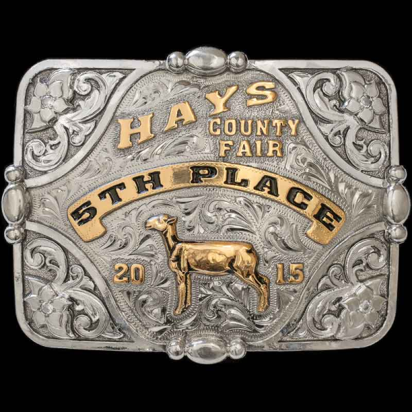 The Cleburne Custom Belt Buckle is a true Western Buckle! This silver belt buckle is covered with hand-engraved scrolls. Customize this buckle design now!